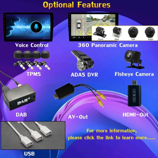 [해외] ROTISS 안드로이드 라디오 멀티미디어 GPS 네비게이션 2din TPMS DVR USB 음성 카메라에 대한 추가 비용 옵