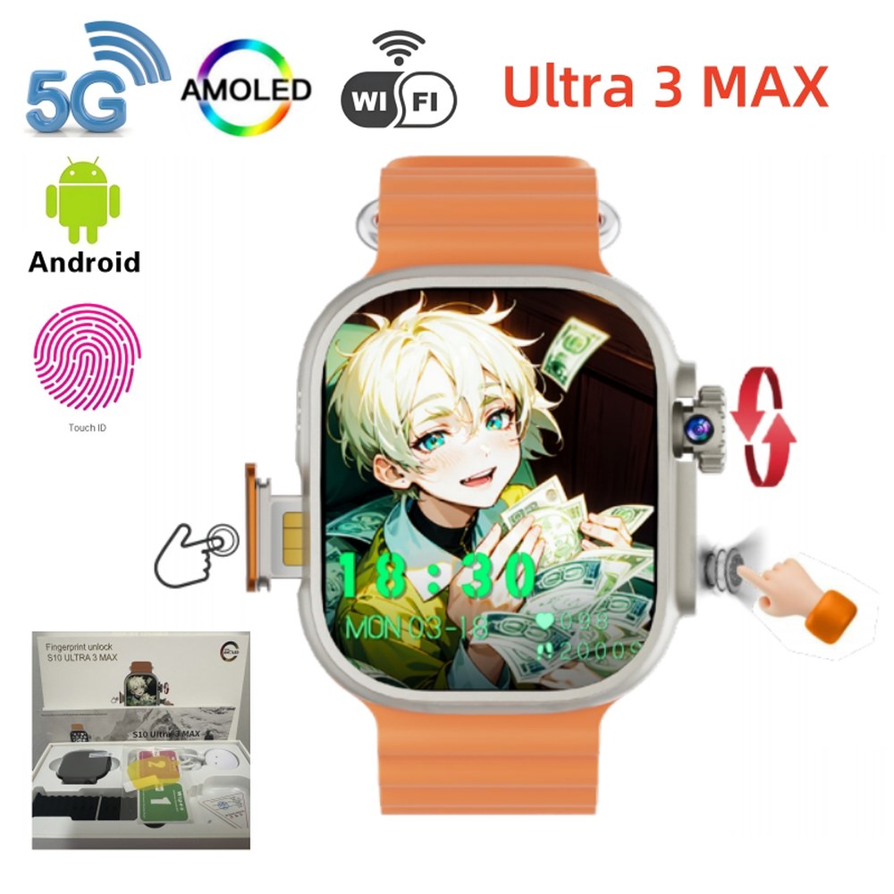 [오늘출발] [해외] [호환] 호환 S10 울트라 3 맥스 스마트워치 4G/5G 안 이드 OS GPS 2.2인치 AMOLED 스마트워치 플레이 스토어 다운