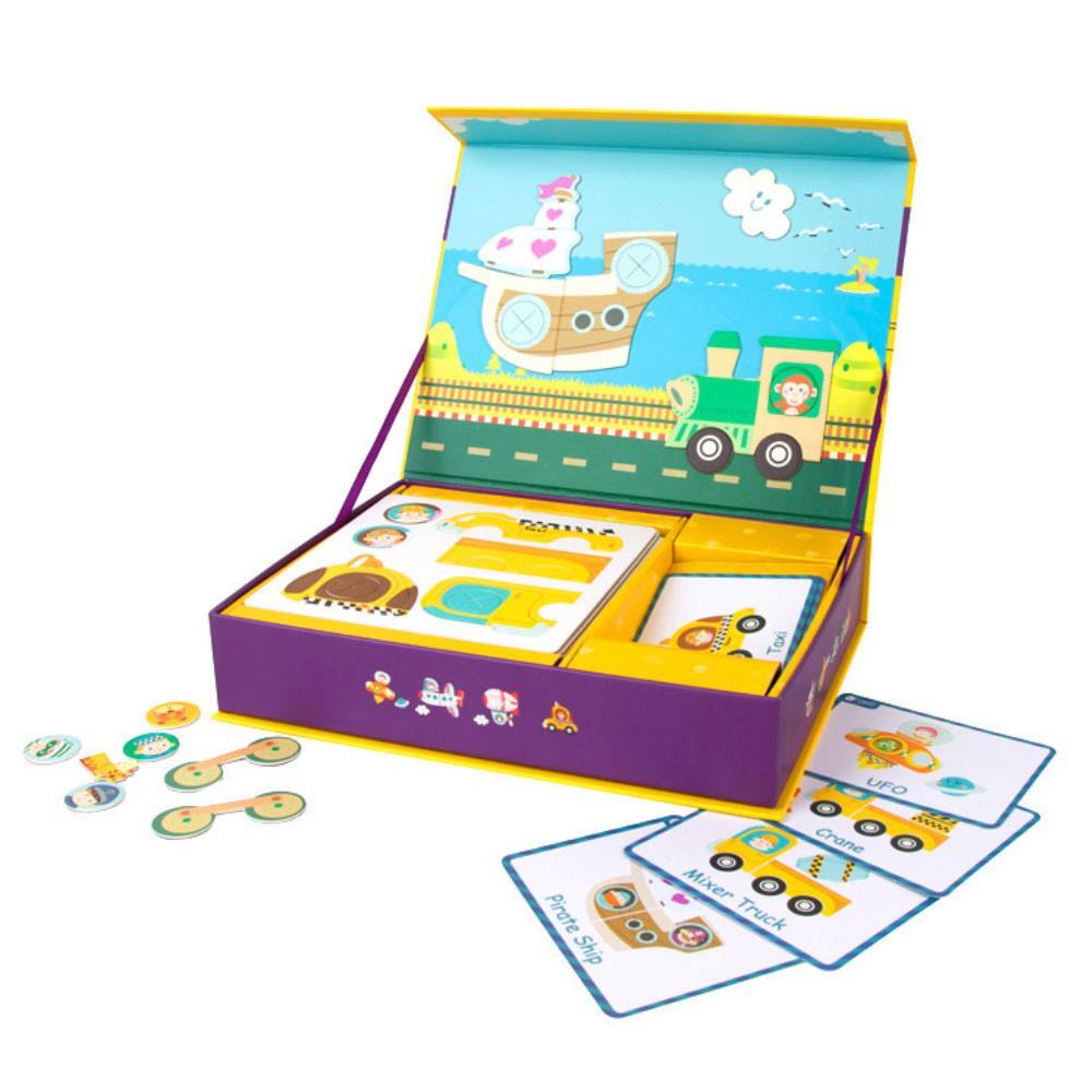 [오늘출발] 일러스트 탈것 마그네틱 퍼즐 61pcs 신나는놀이 오감발달 육아놀이터 놀이교구 창의력