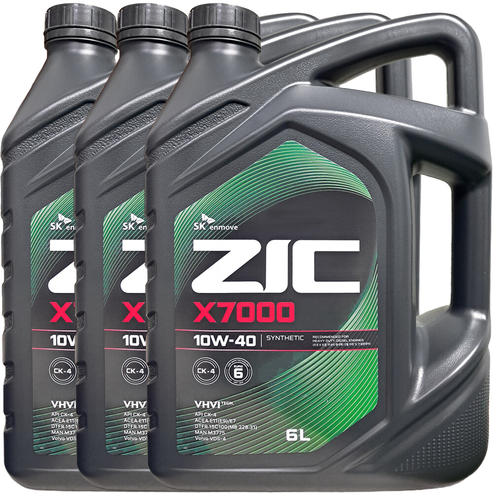 [SK루브리컨츠]ZIC 지크 X7000 10W40 6L 3개 1박스 엔진오일 디젤 ZIC SK엔무브