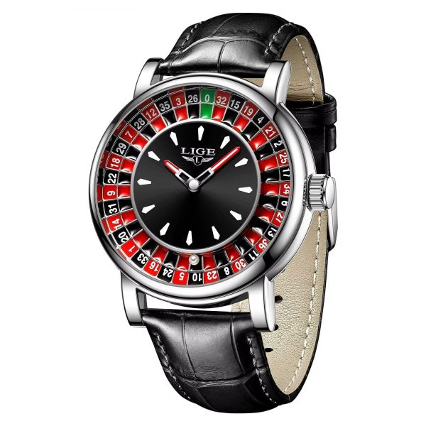 [해외] Roulette Wheel 시계 세금포함 정품es for Men B모든 45MM Big Face 쿼츠 아날로그 Casino ... 패션시계
