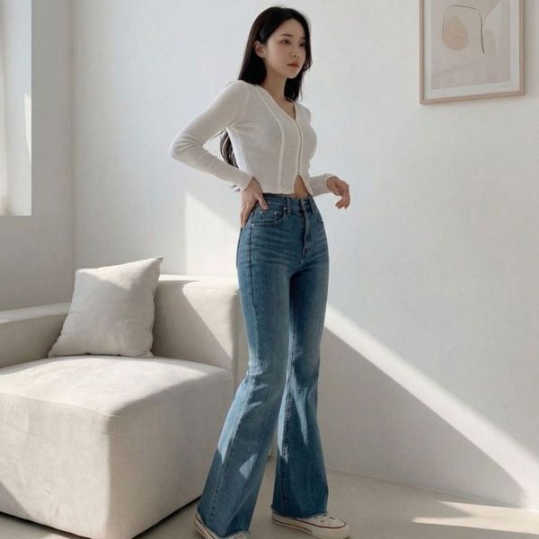 에이치플러스몰 하프클럽/여성 부츠컷 청바지 데님팬츠 키작녀 히든밴딩 스판 진청