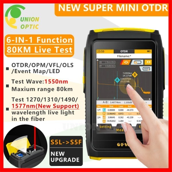 OFW 미니 OTDR 광학 Otdr 반사경 활성 섬유 라이브 테스터 1550nm 20dB 반사계 터치 스크린 OPM VFL iOLA