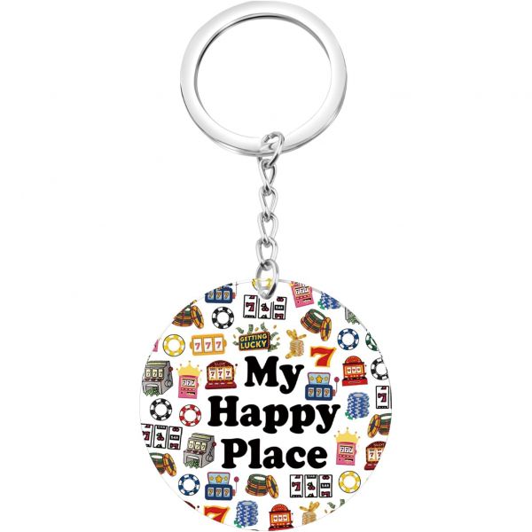 [해외] 14235831 열쇠고리 키홀더 가방 악세사리 여자 키링 인형 FEELMEM My Happy Place 777 잭팟 카지노 슬롯 머