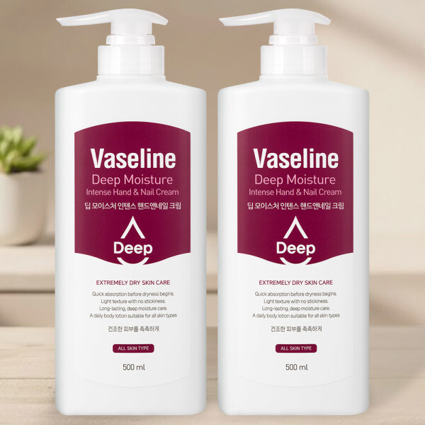 바세린 바세린 핸드크림 핸드로션 대용량  500ml 2개 고보습 딥 모이스처 인텐스 핸드앤네일 로션