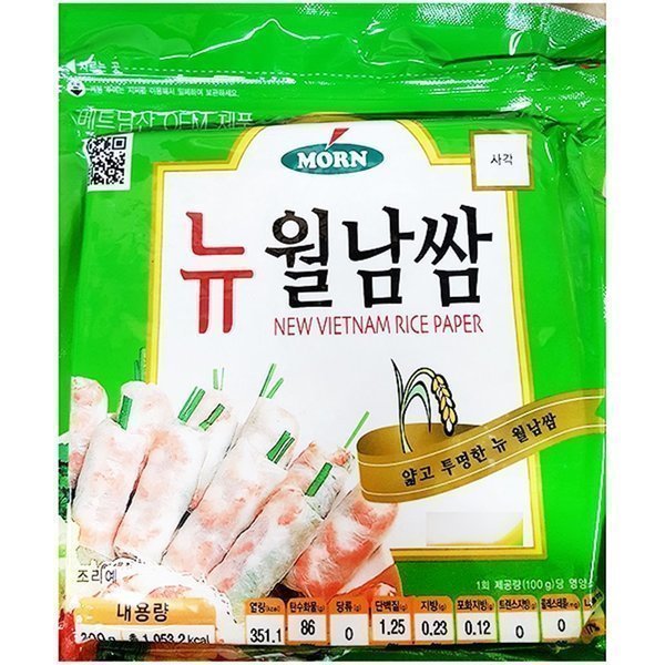 [엠앤에프][오늘출발]몬 월남쌈(뉴 사각 16Cm 몬 300g)X6개 / MORN RICE PAPER