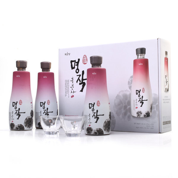 국순당 한국 전통 과실주 명작 복분자주 선물세트 375mlx3병입(소주잔2EA)