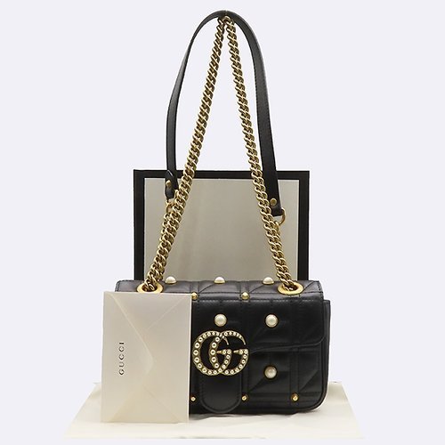 [중고] 구찌 고이비토 중고명품 Gucci(구찌) 446744 GG 마몬트 마틀라세 금장 커스텀 진주 장식 미니 체인 숄더백