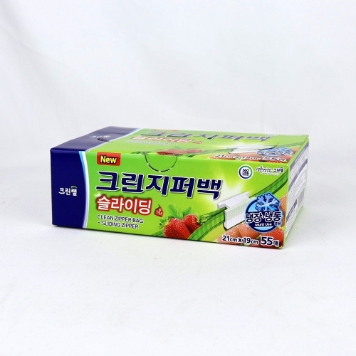 너만아는잡화점 크린랩 크린지퍼백 슬라이딩 소 55매 / 투명 비닐 일회용
