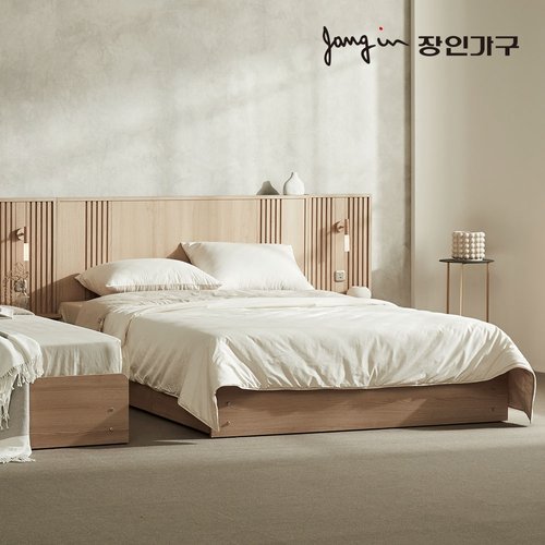 장인가구 (무료) 로시 라이트 템바보드 LED 호텔 수납 침대 Q 협탁2+본넬