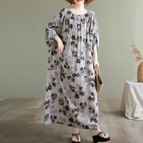 베나프 리즈 프린트 루즈핏 롱원피스BJ2OP030