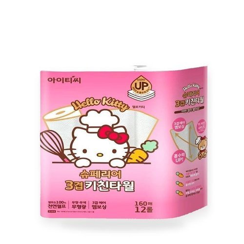셀러허브 생활리빙 헬로키티 키친타올 슈페리어 3겹 160매12롤 업소용 두꺼운 대용량(SH) (46125516)