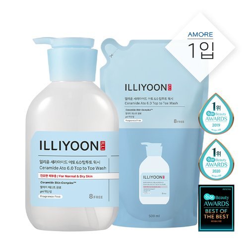 아모레퍼시픽 일리윤 세라마이드 아토 탑투토워시 500ml+500ml 리필구성