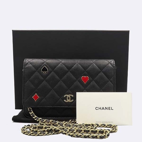 [중고] 샤넬 고이비토 중고명품 Chanel(샤넬) AP3076 블랙 캐비어 코코 카지노 WOC 금장 로고 미니 크로스백