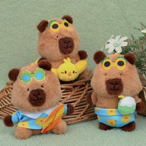 기타 카피바라인형 썸머 하와이안 카피바라 인형키링 귀여운 봉제 열쇠고리 키홀더 백참 백꾸 옷 동물