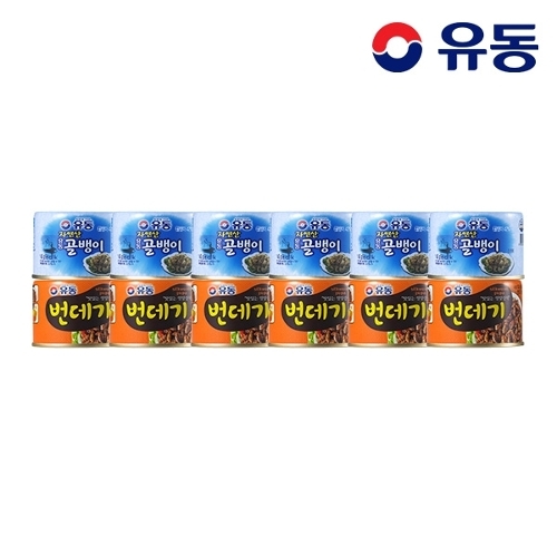 유동 자연산골뱅이 140g x6개 +번데기 130g x6개