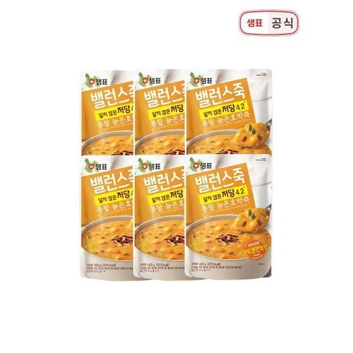 샘표 밸런스죽 통팥 늙은호박죽 420g 6개 / 저당죽 식이섬유죽_P334746038