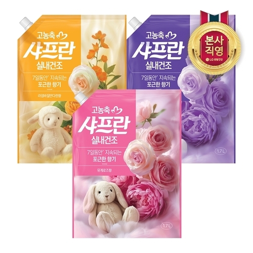 LG생활건강 샤프란 고농축 리필1.7L x 3개 (3종 택1)
