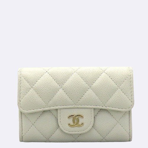 [중고] 샤넬 고이비토 중고명품 Chanel(샤넬) A31504 민트 컬러 캐비어스킨 금장 로고 클래식 플랩 동전 겸 카드지갑