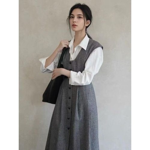 비바로그 틸디 버튼 민소매 원피스_P407279962