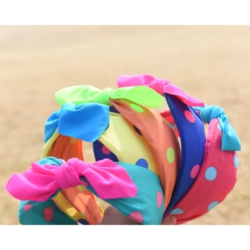 기타 네온 도트 리본 반다나 레트로 헤어밴드 5Colors (KYR-WA36E6F)