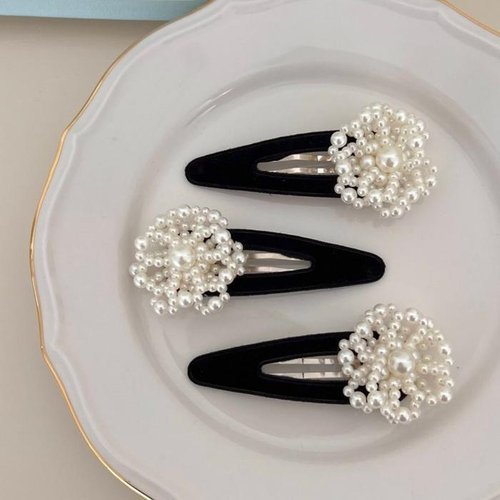 셀러허브 패션 [JHQRE0FS_4B]국내제작 포인트 벨벳벳 자체제작 진주 꽃 장