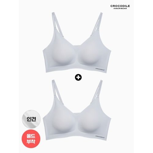 크로커다일 라이크라 인견쉘론 몰드부착 더블스트랩 브라 1+1 CDWBR5N342_P392227964
