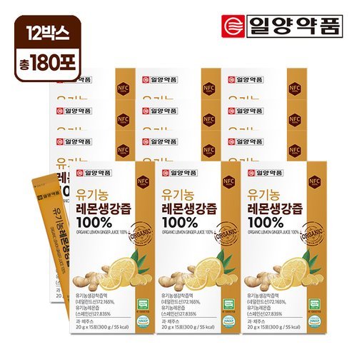 일양약품 유기농 레몬생강즙 15포 12박스 / NFC착즙 진저샷 스틱