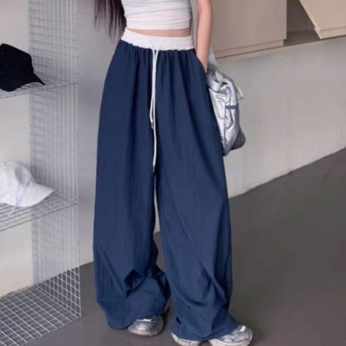 패션플러스 LMO 트렌디 내추럴룩걸 데일리 와이드핏 스트랩 시그니처 바지