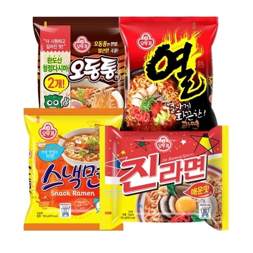 [농심(주)]오뚜기 진라면 10봉 + 오동통면 10봉 + 스낵면 10봉 + 열라면 10봉