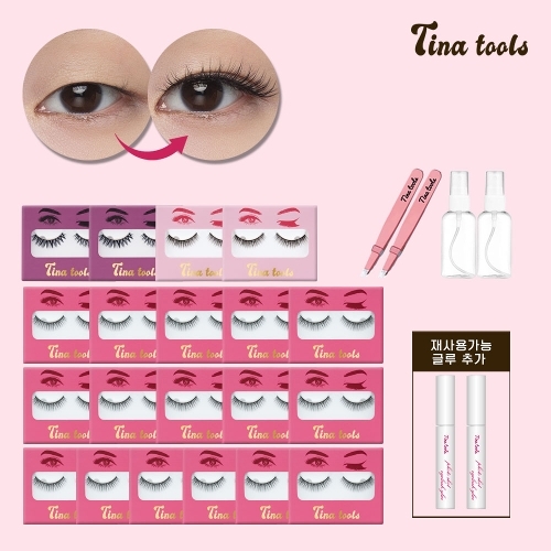 티나툴스 NEW 티나툴스 쌍꺼풀+속눈썹(데일리샷16+내추럴샷2+파티샷2+글루2+용기2+핀셋2)