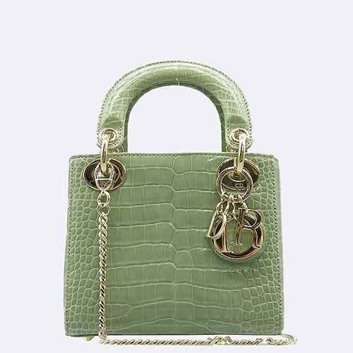 [중고] 디올 고이비토 중고명품 Dior(크리스챤디올) 민트그린컬러 크로커다일 레더 레이디 디올 체인 2WAY
