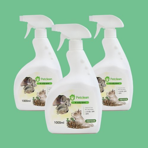 너만아는잡화점 펫크린 반려동물 냄새탈취제 1000ml 피톤치드향 x 3개 / 애견탈취제