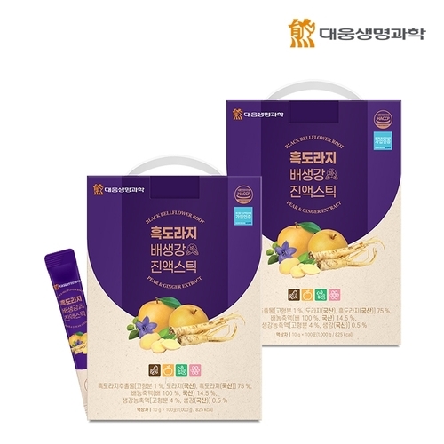 대웅생명과학 목에 좋은 국내산 흑도라지배생강 진액스틱 100포 2박스