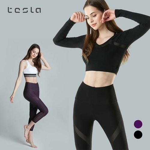 TESLA 요가복 바지 하이웨스트 메쉬 카프리 FYC37_P055706846