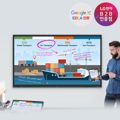 LG전자 LG 55인치 전자칠판 55TR3DQ 안드로이드 스마트보드 이동식스탠드(ST-860F)