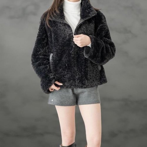 셀러허브 패션 여성 겨울 인조가죽 하이넥 오버사이즈 재킷