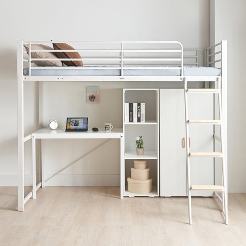 에보니아 토리노 철재 싱글 벙커침대 브베 책상옷장B형 매트포함(그린폼매트)