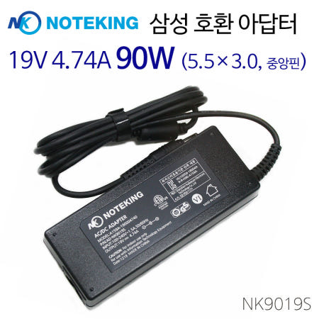[노트옵션]삼성 노트북 어댑터 충전기 AD-9019A PA-1900-98 A13-090P3A AA-PA1N90W BA44-00298A 19V 4.74A 90W 호환 외경 5.5mm