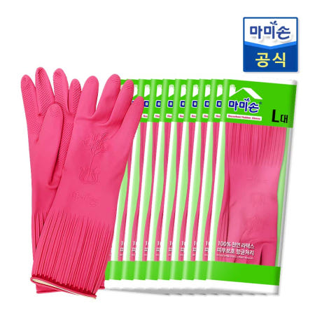 마미손고무장갑 골드(대) 고무장갑 10개 /태화/라텍스