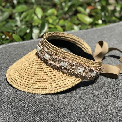 [해외]프랑스신상 아로마 진주 라피풀 모자 벙거지 비치웨어 썬캡