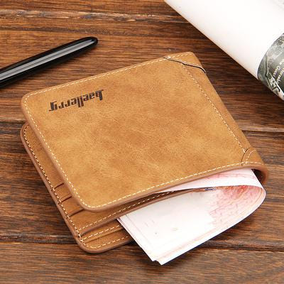 [해외]빈티지 남성 지갑 쇼트 가로 슬림 한국판 학생 소프트 지갑 멀티 카드 슬롯 세로 청년 가죽 클립