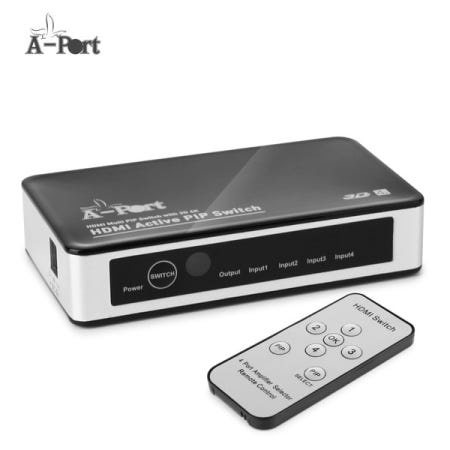 [에이포트]AP-PIP401 4K 4:1 4포트 HDMI 선택기 PIP모드 스위치 셀렉터 공유기 리모콘