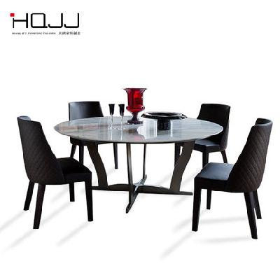 [해외]고급식탁 회전형식탁 미니멀한 가정용 대리석 둥근 식탁 의자 조합으로 호화로운 빌라형 원