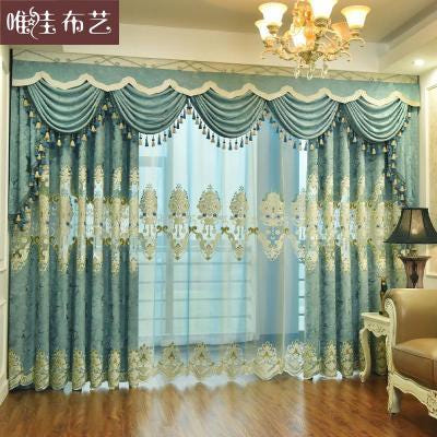 [해외]프랑스자수커튼 코바늘커튼 유럽 맞춤형 럭셔리 거실 커튼 호화로운 침실 차광완성 거막 별장