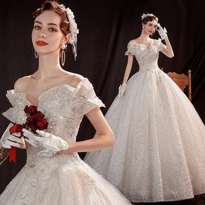 [해외]파티복 이브닝 웨딩 드레스 돌잔치 피로연 셀프 천사의 웨딩드레스 달콤한 동화공주 원숄더 신부 별빛 16066