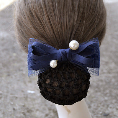 [해외]머리망 호텔 아르바이트 간호사 헤어 꽃 전문 헤어밴드 망사 리본클립 뱅킹마트 워크포켓