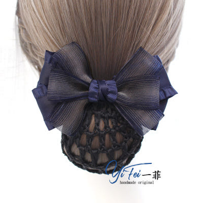 [해외]머리망 호텔 아르바이트 맞춤 제작  커리어 헤어핀 근무용 두발 견사 판 리본 직원