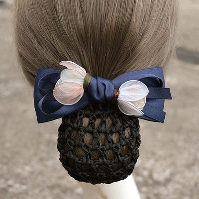 [해외]머리망 호텔 아르바이트 18 간호사 헤어밴드 스튜어디스 코리아리본 우아한 블루