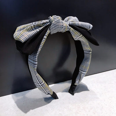 [해외]머리망 호텔 아르바이트 나비매듭 머리띠 여 스위트 와이드 체크 프레스티지망 레드 세수